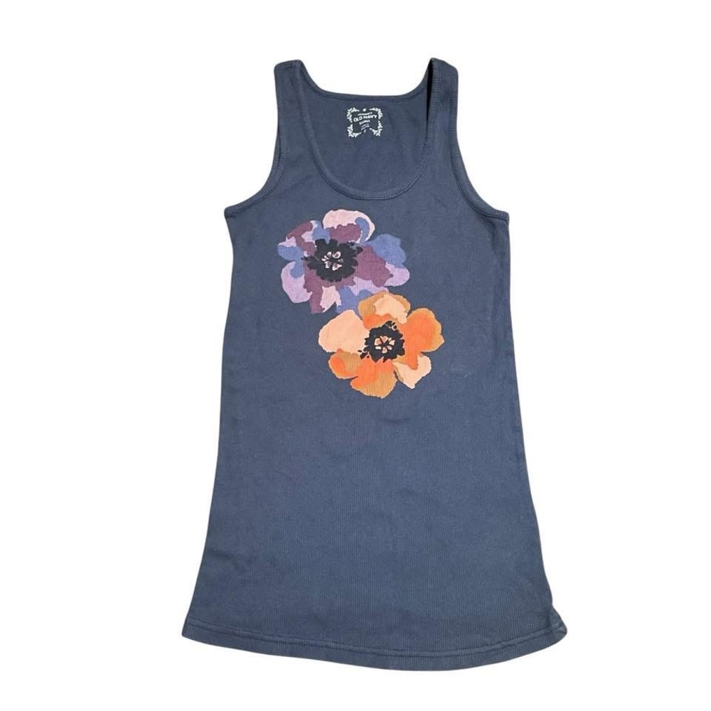 💙4/$28💙 Old Navy Blue Tank Top with Floral Design